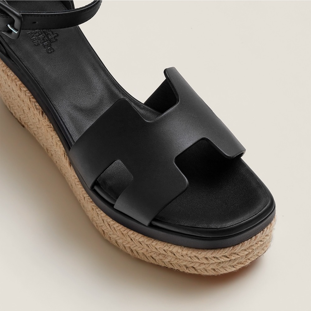 Hermes Black Platform Espadrilles size 6 - Picture 3 of 5
